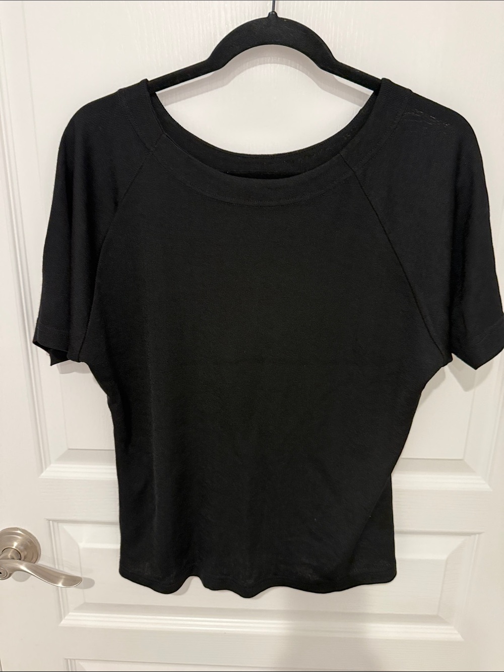 Black Women's Short Sleeve Crewneck Top